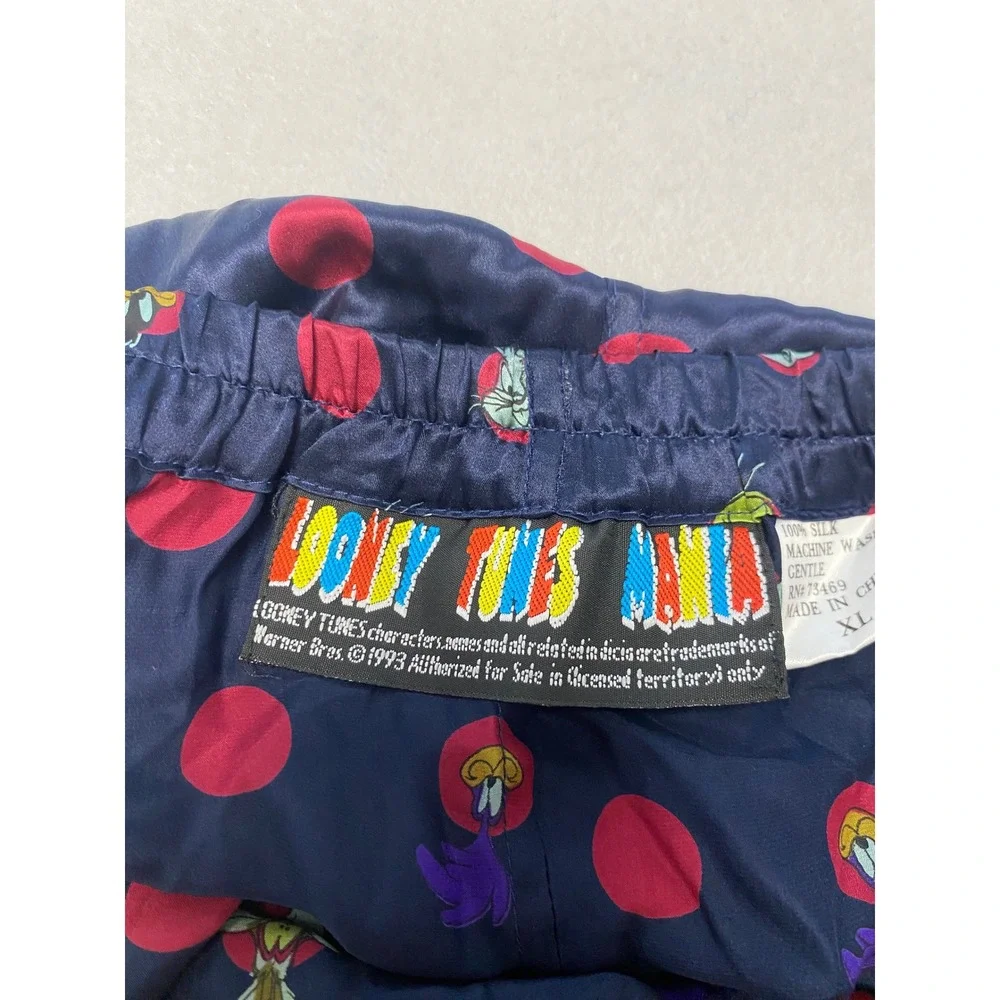 Looney Tunes Silk Boxer Shorts Men's XL Bugs Bunny Tweety Polka Dot Pajama Sleep